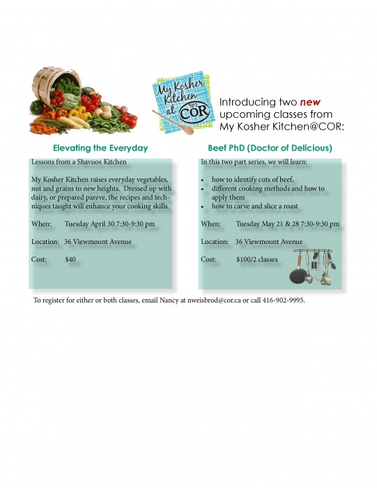 My Kosher Kitchen @ Cor:two New Cooking Classes In The Gta Title Image