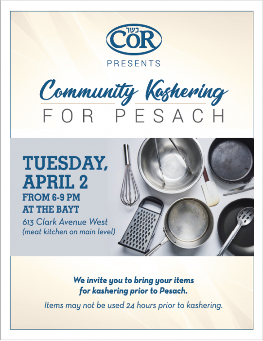 Cor Community Kashering At The Bayt: Tuesday April 2 Title Image